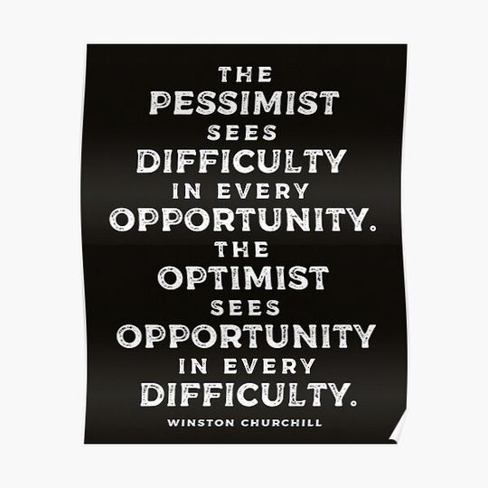 'The Optimist' Powerful Winston Churchill Quote Premium Matte Vertical Poster