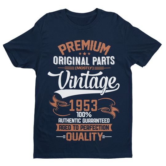 70th Birthday T Shirt 2023 Premium Original Parts Vintage 1953 Aged To Perfection T-Shirt