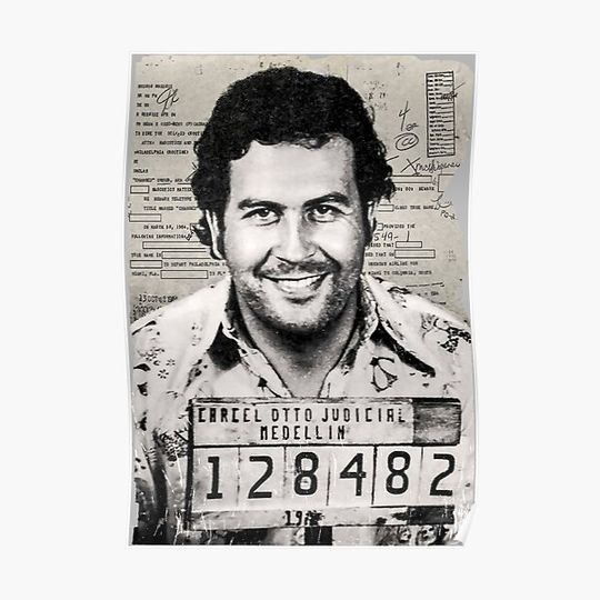 Pablo Escobar Arrest Record 1976 Mugshot Premium Matte Vertical Poster