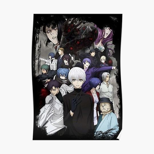Tokyo Ghoul Tokyo Guru Grunge Border Anime Design Premium Matte Vertical Poster