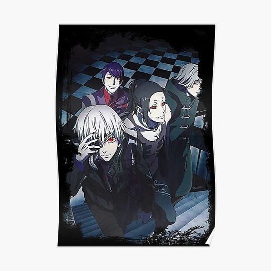 Tokyo Ghoul Tokyo Guru Grunge Border Anime Design Premium Matte Vertical Poster