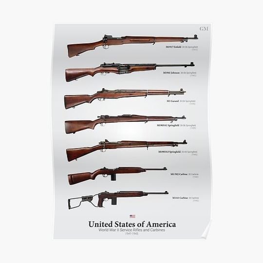 World War II Service Rifles of the United States Premium Matte Vertical Poster