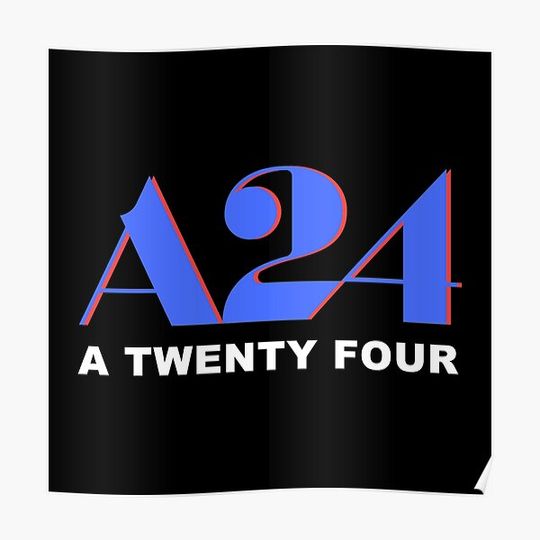 A24 Blue and Red Logo with Text Premium Matte Vertical Poster
