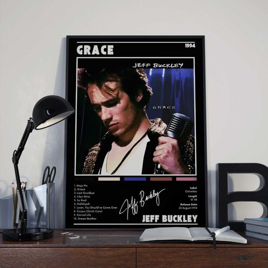 Vintage Jeff Buckley Poster Canvas, Grace Album Poster