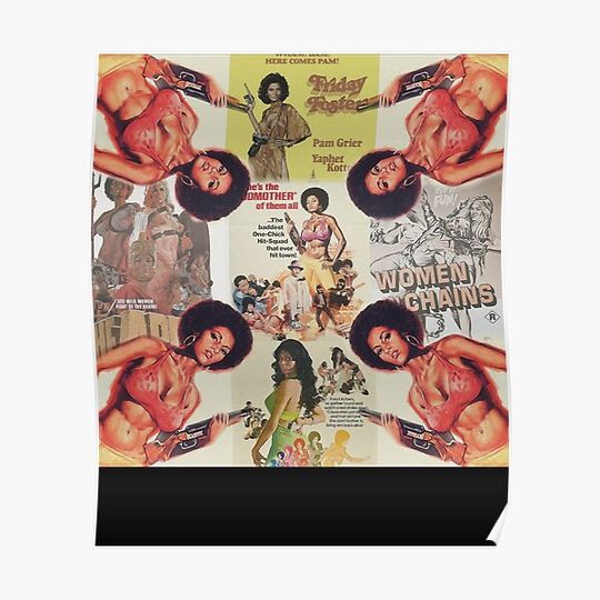Movies 1970 Blaxploitation Songs African AmericanPam Grier Coffy Movie Poster Bandw Graphic For Fans Premium Matte Vertical Poster
