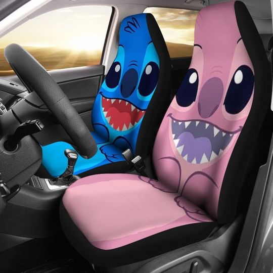 Stitch Blue Pink Car Seat Cover, Cartoon Disney Car Seat Covers