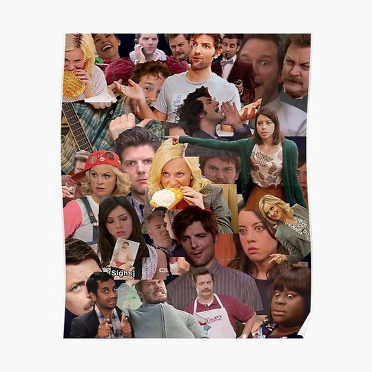 Parks and Recreation collage Premium Matte Vertical Poster
