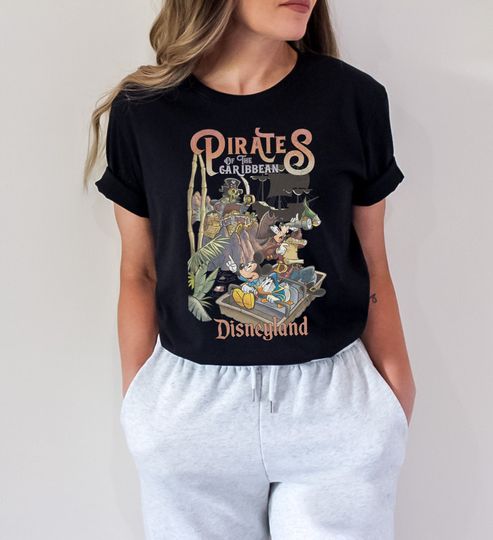 Vintage Pirates of the Caribbean Disneyland Shirts, Mickey Caribbean Shirt