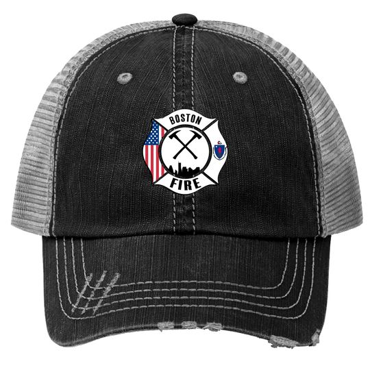 Boston Massachusetts Fire Rescue Department Firefi Trucker Hats