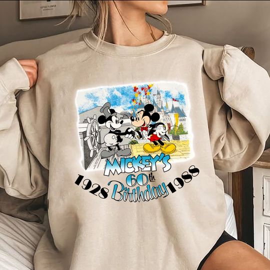 Vintage Mickey Sweatshirt, Disney Birthday 60th Mickey Sweatshirt