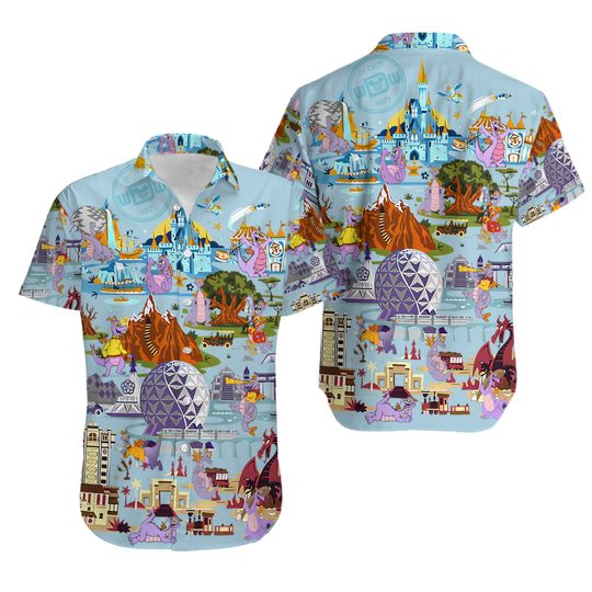 Disney Figment Funny Hawaiian Shirt, Epcot Figment Hawaiian Shirt