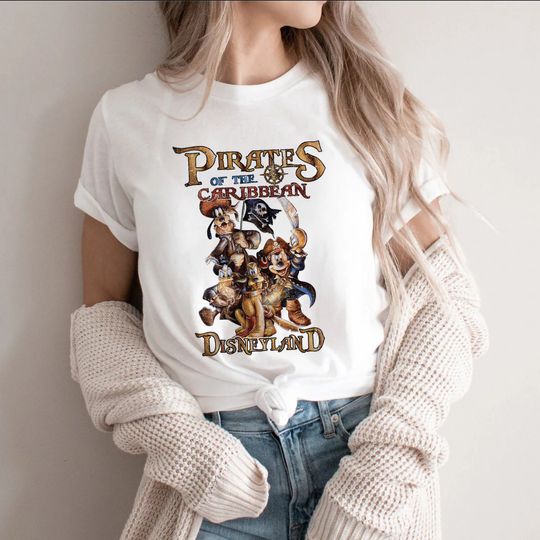 Vintage Pirates Of The Caribbean Disneyland Shirt, Mickey Caribbean Tee, Mickey Pirates Shirt