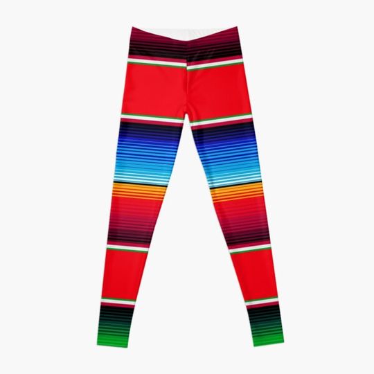 Traditional Mexican Serape in Red Leggings