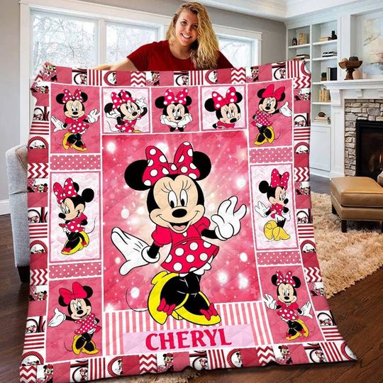 Personalized Disney Minnie Mouse Blanket Custom Disney Blanket Minnie Fleece Blanket
