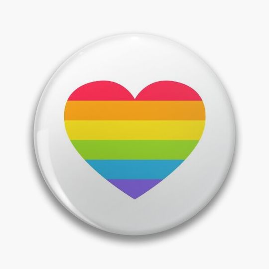 LGBT Heart shaped modern rainbow flag pastel bright colors Gay Lesbian Bisexual Pride set HD Pin Button