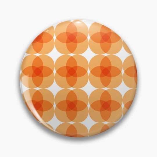Retro flower mid century modern vintage style pattern - orange Pin Button