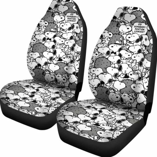 Snoopy Mini Pattern Cartoon, Front Rear Car Seat Cover Car Cushion Protector