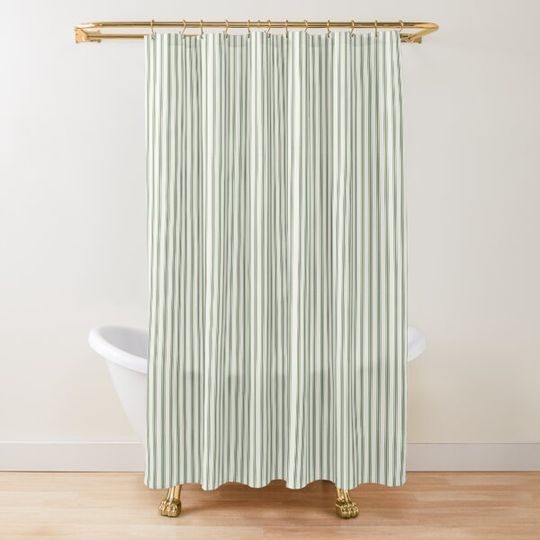 Ticking Green and WS Shower Curtain