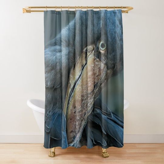 Shoebill Cleaning It's Feathers Shower Curtain