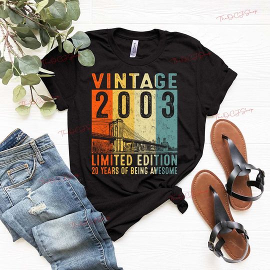 Vintage 2003 Limited Edition Shirt, 20th Birthday Shirt, 20th Birthday Gift for Men, 20th Birthday Gift For Women, 20 Years Of Being Awesome