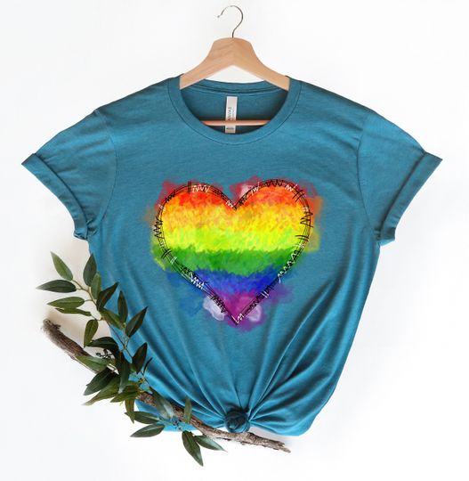 Rainbow Heart Shirt, Pride Heart Shirt, LGBT Shirt