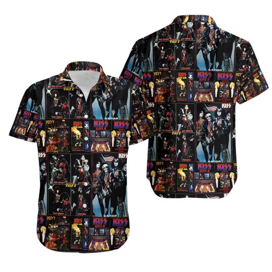 Fall in love with Kiss Band Hawaiian Shirt