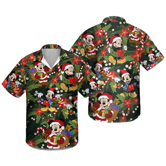 Mickey Disney Christmas Hawaiian Shirt, Mickey Santa Shirt, Christmas Mickey Shirt