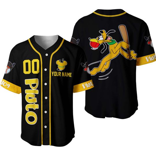 Pluto Dog Yellow Black |Disney Baseball Jersey Personalized