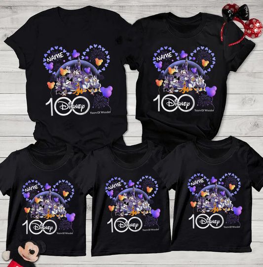 Custom Name Disney 100 Years Of Wonder Shirt, Walt Disney Shirt, Disneyland 2023 Trip 100th Anniversary