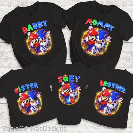Mario And Sonic Birthday T-Shirt, Kids Toddler Birthday