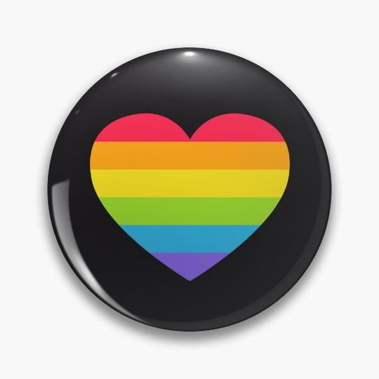 LGBT Heart shaped modern rainbow flag pastel bright colors Gay Lesbian Bisexual Pride with Stickers set HD Pin Button
