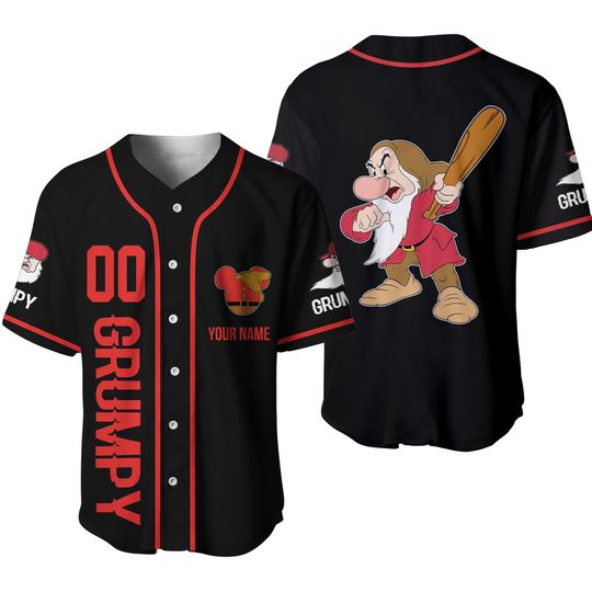Grumpy Dwarf Red Black Baseball Jersey