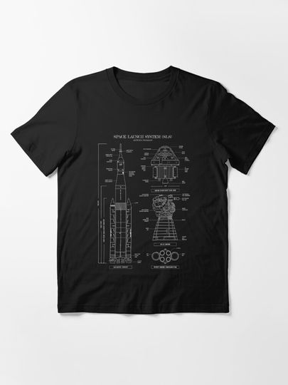 Space Launch System (SLS) (White Stencil - No Background Vertical) | Essential T-Shirt 