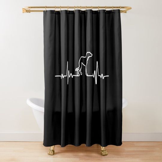 Minimalist Heartbeat Whippet Shower Curtain
