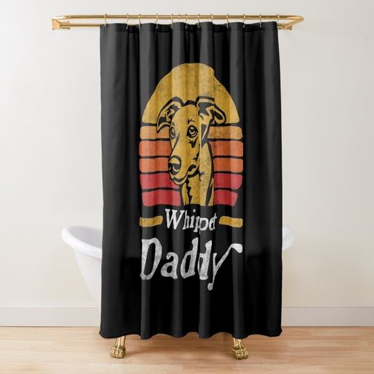 Retro Vintage Whippet Daddy Shower Curtain