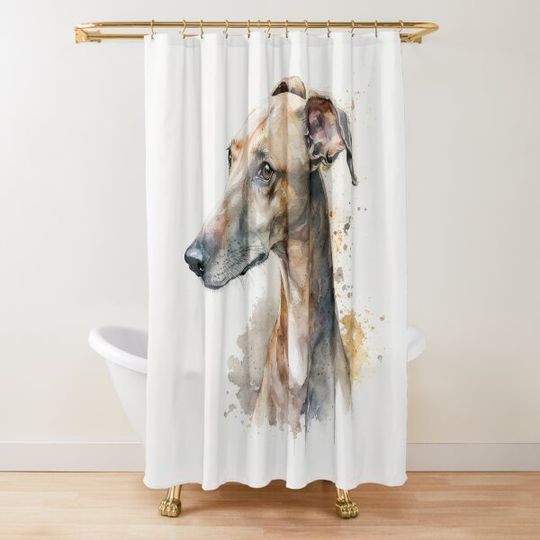 Cute Whippet Watercolor Picture Shower Curtain
