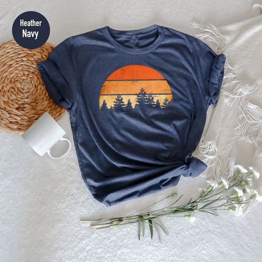 Camping Gift Shirt, Forest Themed Shirt, Tree Shirt, Adventure Is Calling, Sunset Themed Shirt, Wildlife Tee, Wilderness, Pine Tree 