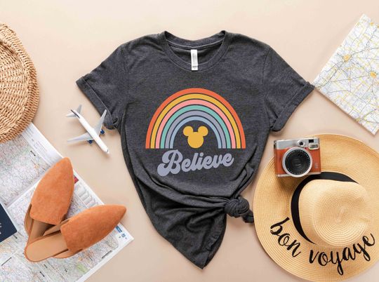 Disney Rainbow Mickey Head Believe Shirt, Rainbow Believe Shirt