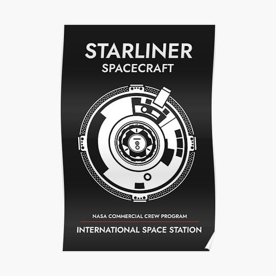 Starliner Spacecraft. NASA Commercial Crew Program. International Space Station Premium Matte Vertical Poster