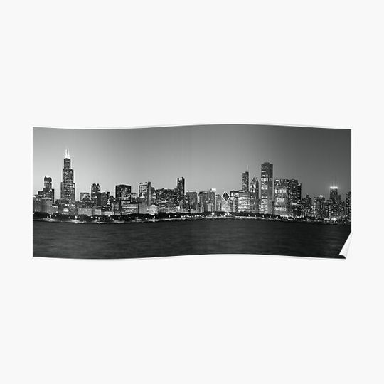 Chicago skyline black and white Premium Matte Vertical Poster