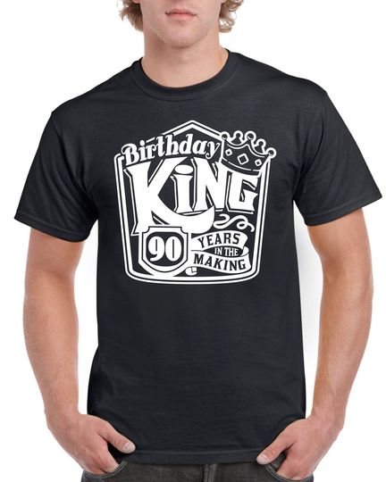 Mens 90th Birthday TShirt Top Shirt Gift Present Ninety Birthday King 90 Years Old Funny Tee 90th Birthday Gifts