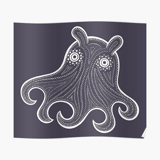 Flapjack or Dumbo Octopus - cute animal design (on eggplant) Premium Matte Vertical Poster