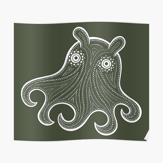 Flapjack or Dumbo Octopus - cute animal design (on khaki) Premium Matte Vertical Poster