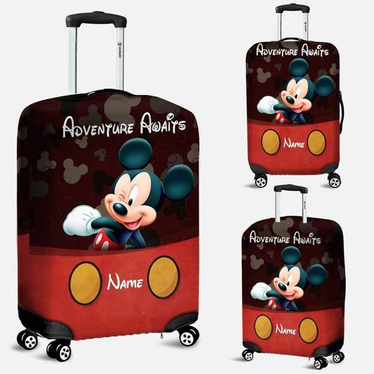 Personalized Name Mickey Mouse Adventure Await Luggage Cover
