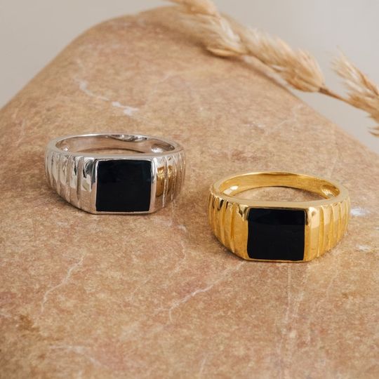 Black Signet Ring by Caitlyn Minimalist Statement Ring, Pinky Ring, Chunky Ring