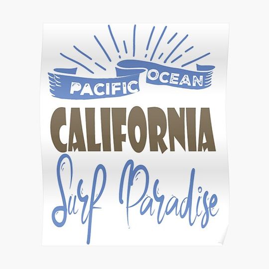 Pacific Ocean California Surf Paradise Premium Matte Vertical Poster