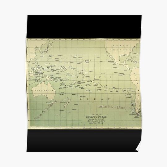 Vintage Map of The Pacific Ocean (1874) Premium Matte Vertical Poster