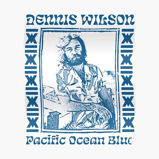 Pacific Ocean Blue  Original Vintage Style Design Premium Matte Vertical Poster