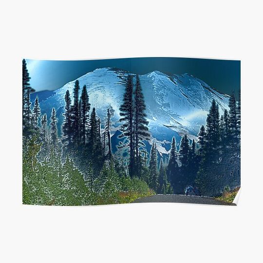 Enchanted Mount Rainier Evening Premium Matte Vertical Poster