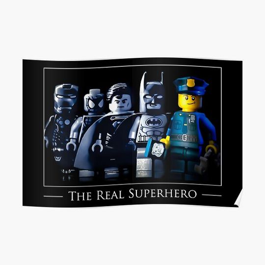 Police Officer Gift - Police Gift for Police Officers - "The Real Superhero" (Male) Premium Matte Vertical Poster